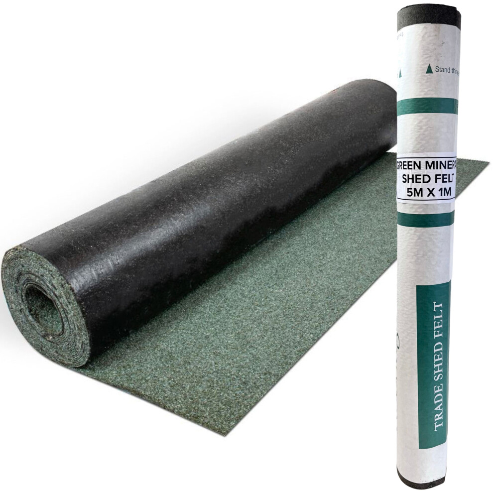 (Green, 5m x 1m) Heavy-Duty Mineral Shed Roofing Felt