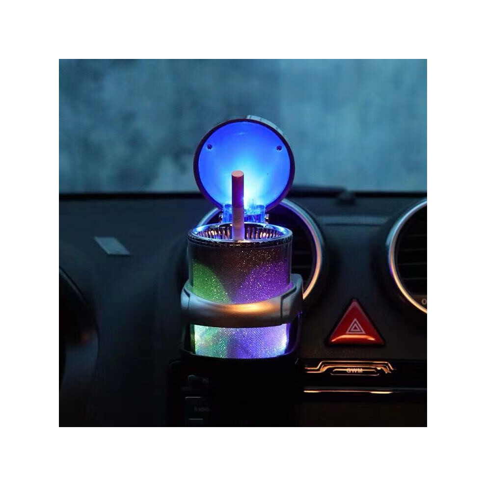 ()() Ashtrays Car Ashtray With Led Cigarette Cigar Ashtray Dish Ashtray Gas Bottle Silver/Light 9319708045512