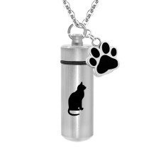 (-7)-7Joli pendentif de crémation cylindrique en forme de patte d'animal de compagnie, porte-cendres,