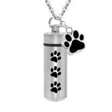 (-9)-9Joli pendentif de crémation cylindrique en forme de patte d'animal de compagnie, porte-cendres,