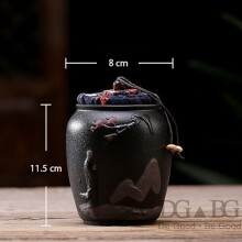 (Black Buddhist fear) (Black Buddhist fear) Funeral urns for human ashes Memorial urn ceramic