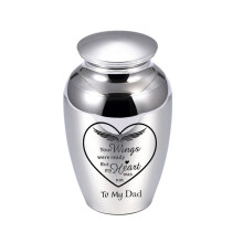 (Argent 70x45mm) (Argent 70X45mm) Breloque en forme d'ailes d'ange en forme de cœur pour cendrier commémoratif
