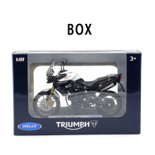 (Laatikko)1:18 TRIUMPH TIGER 800 Alloy Diecast Retro-moottoripyörämalli Toimiva shokkia vaimentava lelu