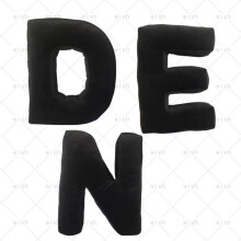 (Almohada negra tamaño A1) 40 cm, 26 letras, hecha a mano, para niños, regalo de vacaciones, respaldo,