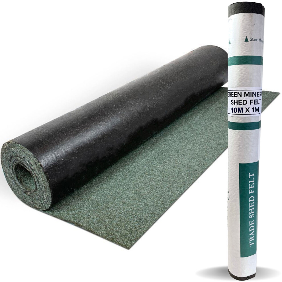 (Green, 10m x 1m) Heavy-Duty Mineral Shed Roofing Felt