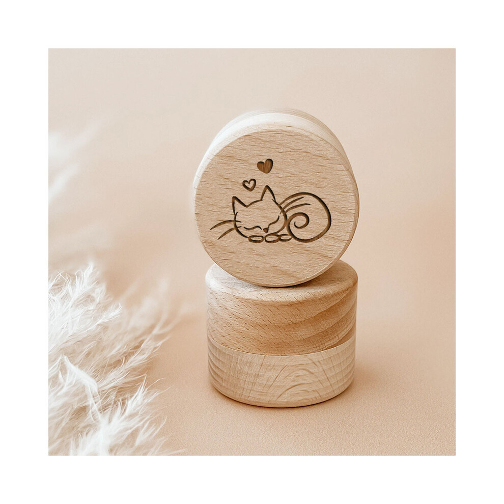(NO.4)(NO.4) Personalized Engraved Wooden Tooth Storage Box Custom Name Keepsake Box