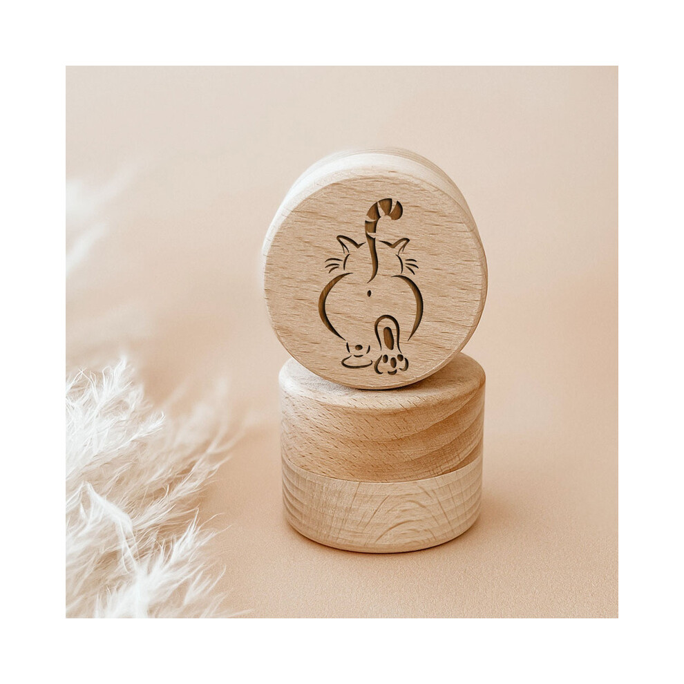 (NO.6)(NO.6) Personalized Engraved Wooden Tooth Storage Box Custom Name Keepsake Box