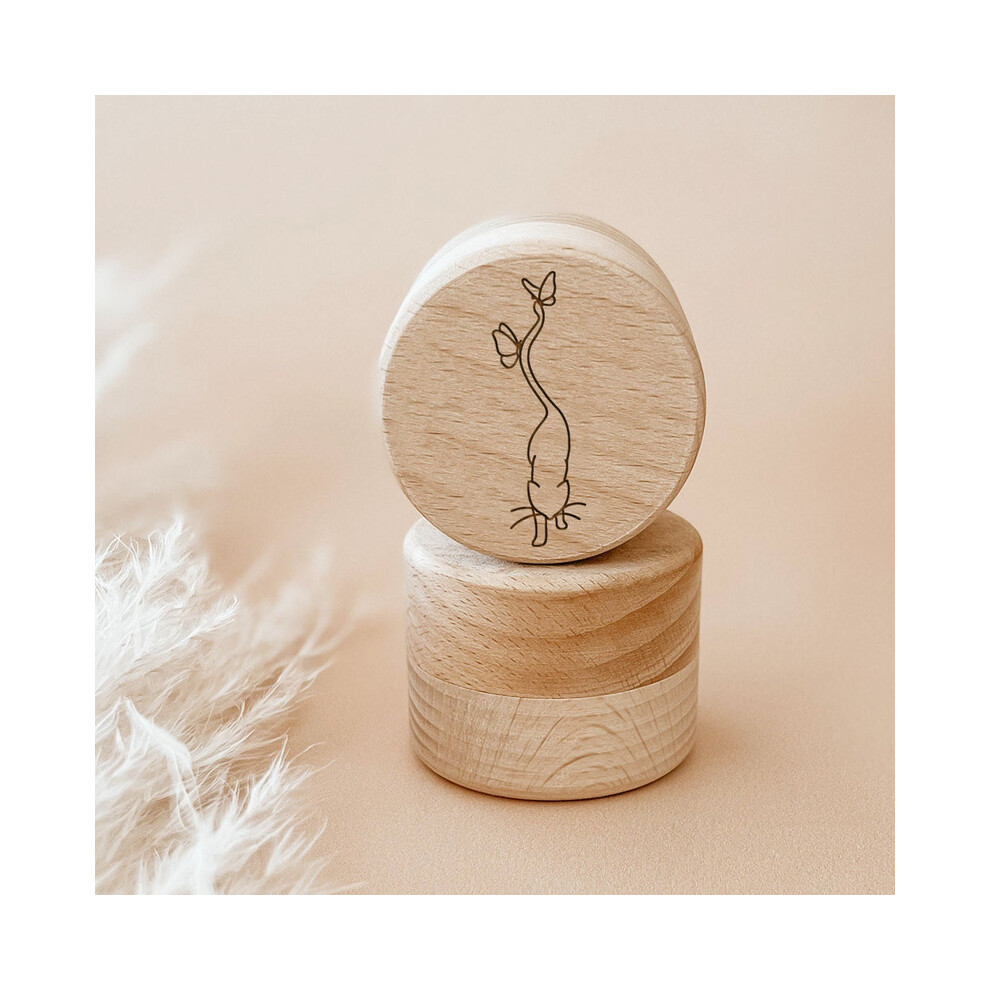 (NO.7)(NO.7) Personalized Engraved Wooden Tooth Storage Box Custom Name Keepsake Box