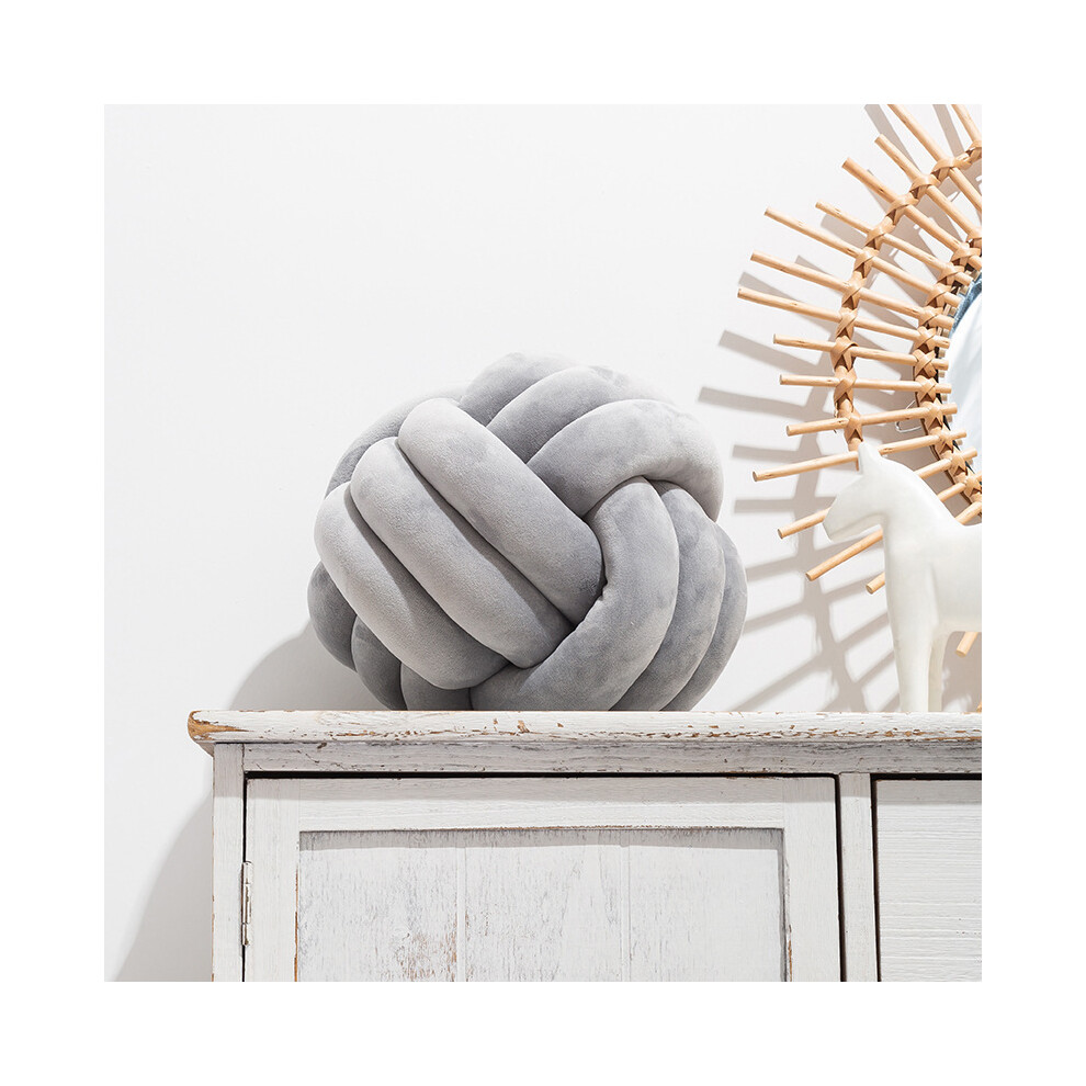 (28 Cm Knot Grey) Inyahome Soft Knot Ball Round Throw Pillow For Children Home Furnishing Soft Light/Grey