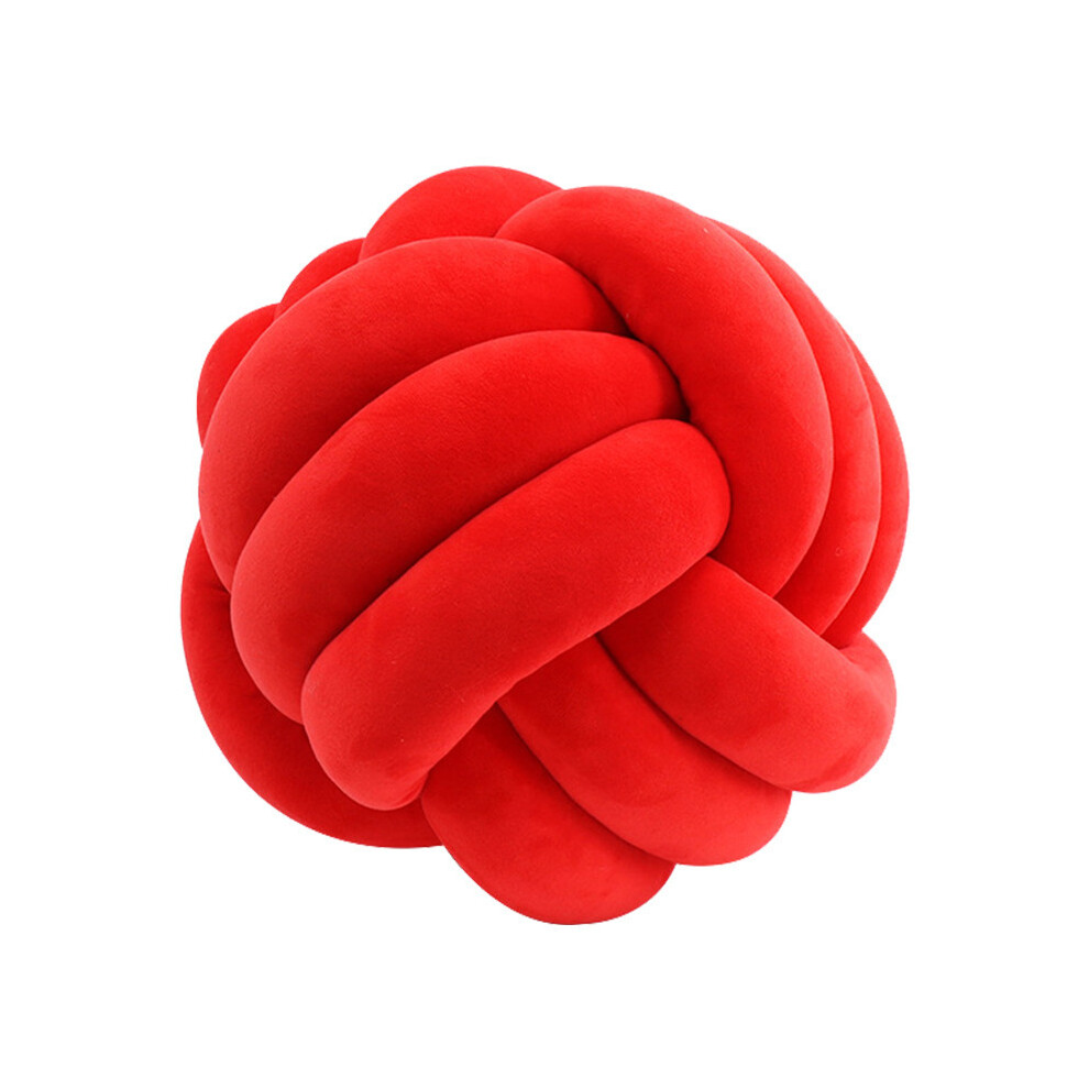(28 Cm Knot ) Inyahome Soft Knot Ball Round Throw Pillow For Kids Home Furnishing Soft Throw Red