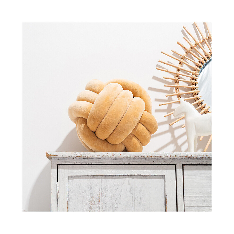 (28 cm Knot Camel) Inyahome Soft Knot Ball Round Throw Pillow for Kids Home Furnishing Soft Throw
