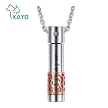 (Rose gold) (Rose gold)Funeral large necklace for ashes only Love cylinder Cremation memorial pendant