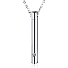 (Blanc) (Blanc) Collier pendentif commémoratif pour porte-cendres en acier inoxydable Chat