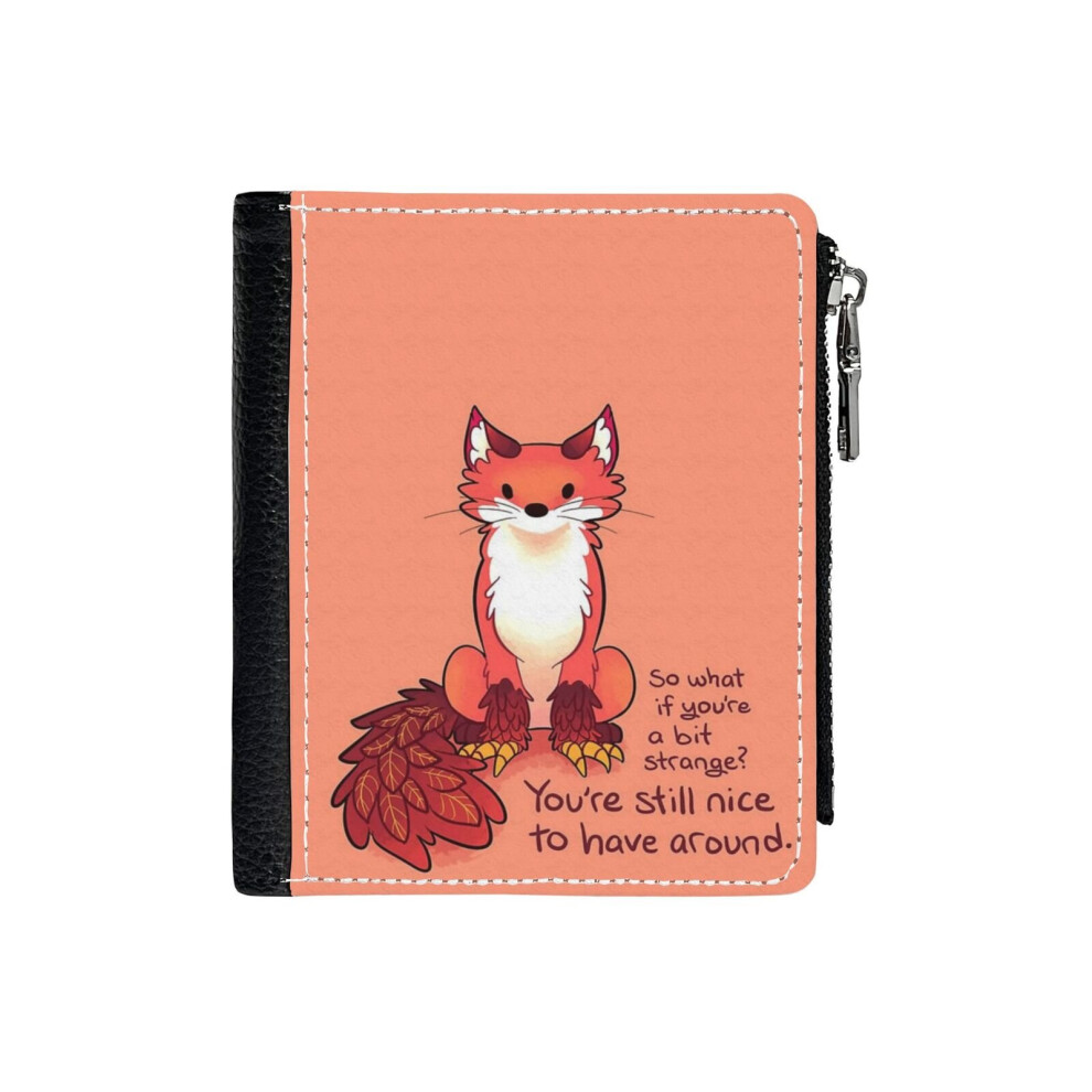 (You're Still Nice To Have Around Enfield Fox_83) PU Wallet Compact Bifold with Zipper & Multiple Card Coins Slots Black Stylish Durable Graphic Desig-image-OPC-PH7WM8M-NEW