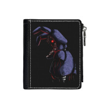 (Withered Bonnie_11) PU Wallet Compact Bifold with Zipper & Multiple Card Coins Slots Black Stylish Durable Graphic Design Print for Men Women Kids Christmas Gift