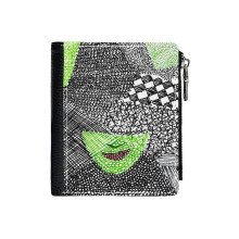 (Wicked - Elphaba_64) PU Wallet Compact Bifold with Zipper & Multiple Card Coins Slots Black Stylish Durable Graphic Design Print for Men Women Kids Christmas Gift