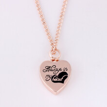 (Rose Gold) (Rose Gold) Always In My Heart Two Tone Locket Heart Cremation Memorial