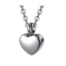 (Argent) (Argent) Bijoux de crémation Collier d'urne en forme de cœur Mémorial funéraire en acier inoxydable