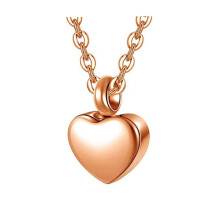 (or) (or) Collier urne funéraire en forme de cœur en acier inoxydable