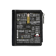 (The Wise Words Of Dwight Schrute (Dark Tee)_80) PU Wallet Compact Bifold with Zipper & Multiple Card Coins Slots Black Stylish Durable Graphic Design Print for Men Women Kids Christmas Gift