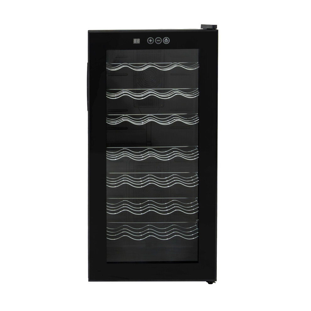 Wine Cooler Fridge Under Counter 28 Bottle Capacity Black LED Lights