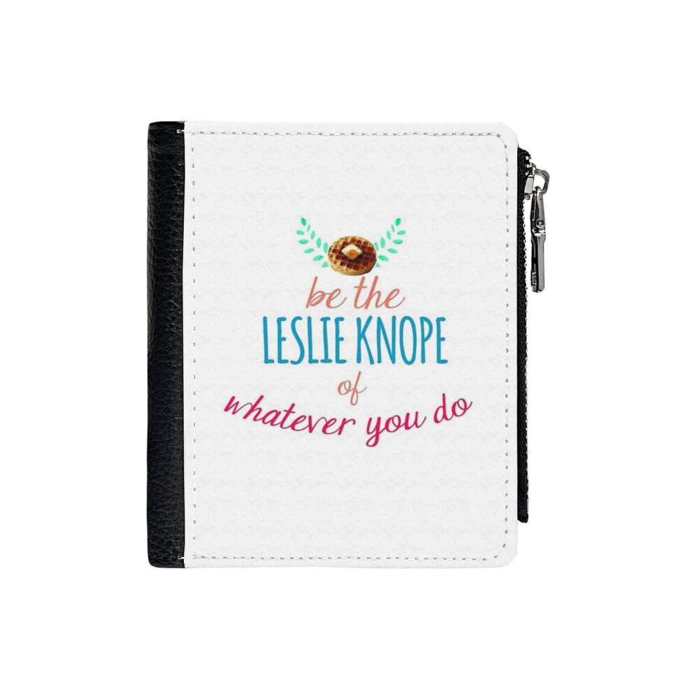 (Team Leslie Knope_11) PU Wallet Compact Bifold with Zipper & Multiple Card Coins Slots Black Stylish Durable Graphic Design Print for Men Women Kids-image-OPC-PH7WQVT-NEW