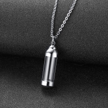 (Argent) (Argent) Collier pendentif bouteille en verre ouvrable bouteille de cendres commémorative crémation