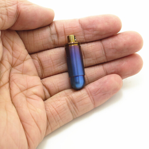 (Bleu) (Bleu) Mini compartiment étanche en alliage de titane de type balle, capsule scellée 2