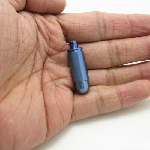 (Bleu) (Bleu) Mini compartiment étanche en alliage de titane de type balle, capsule scellée