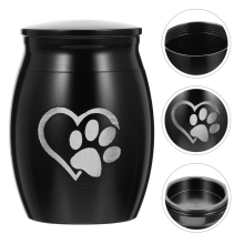 (Noir) Cadeau Urne pour animaux de compagnie Mini Décor Petites urnes funéraires en acier inoxydable