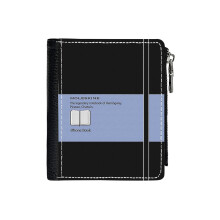 (Moleskine Blue_90) PU Wallet Compact Bifold with Zipper & Multiple Card Coins Slots Black Stylish Durable Graphic Design Print for Men Women Kids Christmas Gift