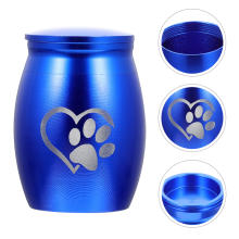 Urne pour chat en acier inoxydable (bleu)