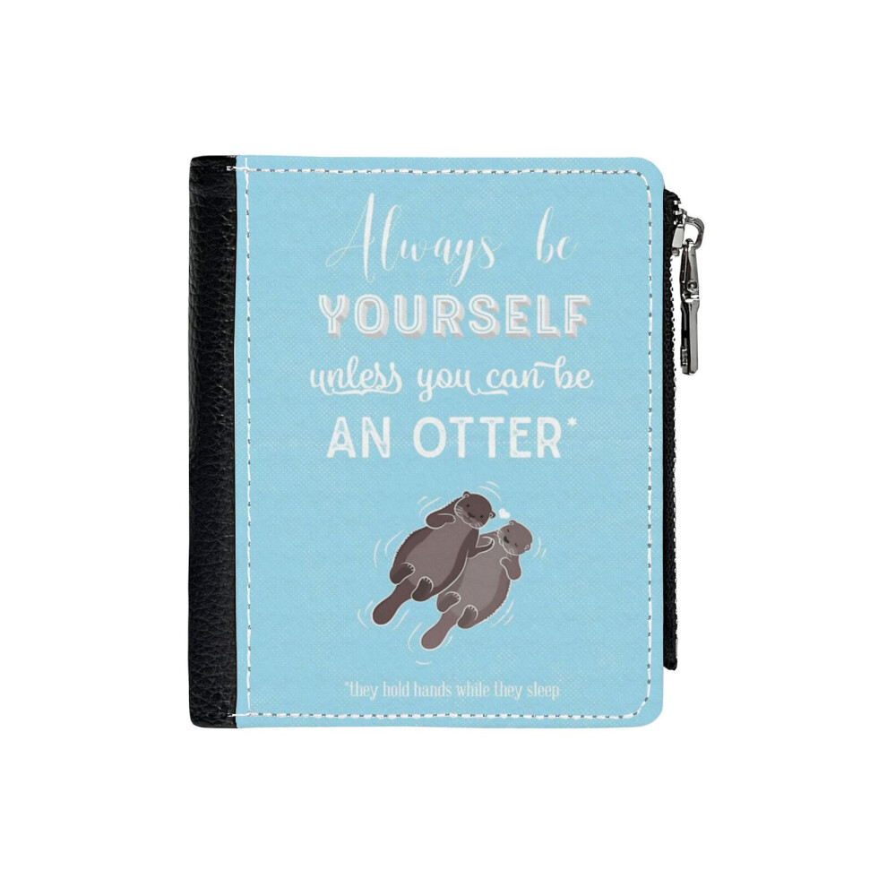 (My Otter Half_22) PU Wallet Compact Bifold with Zipper & Multiple Card Coins Slots Black Stylish Durable Graphic Design Print for Men Women Kids Chri-image-OPC-PH7WRY6-NEW