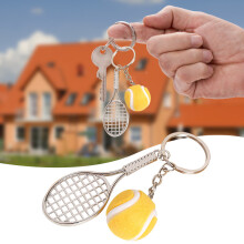 (Jaune) Porte-clés de tennis Mini équipement de sport Souvenirs de sport Pendentif en alliage