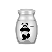 (Argent 16x25mm) (Argent 16x25mm) Urnes funéraires Panda en acier titane Porte-cendres Memorial Mini