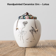 (Lotus) (Lotus) Urne funéraire en céramique peinte à la main pour cendres d'animaux de compagnie