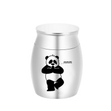(Argent 30x40mm) (Argent 30x40mm) Urnes funéraires Panda en acier titane Porte-cendres Memorial Mini