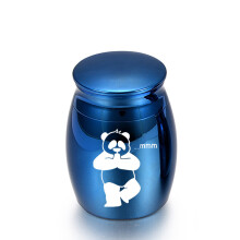 Urne funéraire Panda en acier titane (bleu 30 x 40 mm)