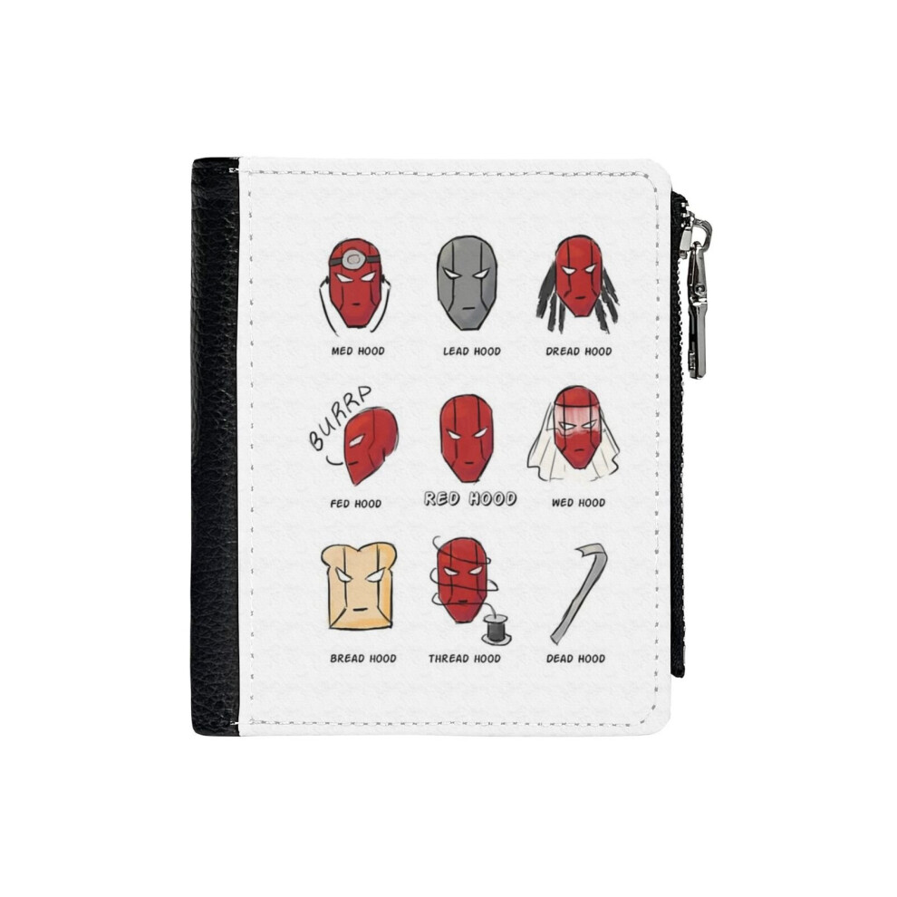 (Red Hood Puns_33) PU Wallet Compact Bifold with Zipper & Multiple Card Coins Slots Black Stylish Durable Graphic Design Print for Men Women Kids Chri-image-OPC-PH7WT5V-NEW