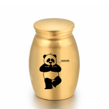 (Or 16x25mm) (Or 16x25mm) Urne funéraire Panda en acier titane Porte-cendres Mini commémoratif