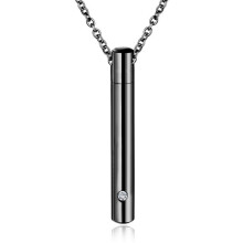 (Noir) (Noir) Urnes funéraires cylindriques pour animaux de compagnie Collier Conteneur commémoratif