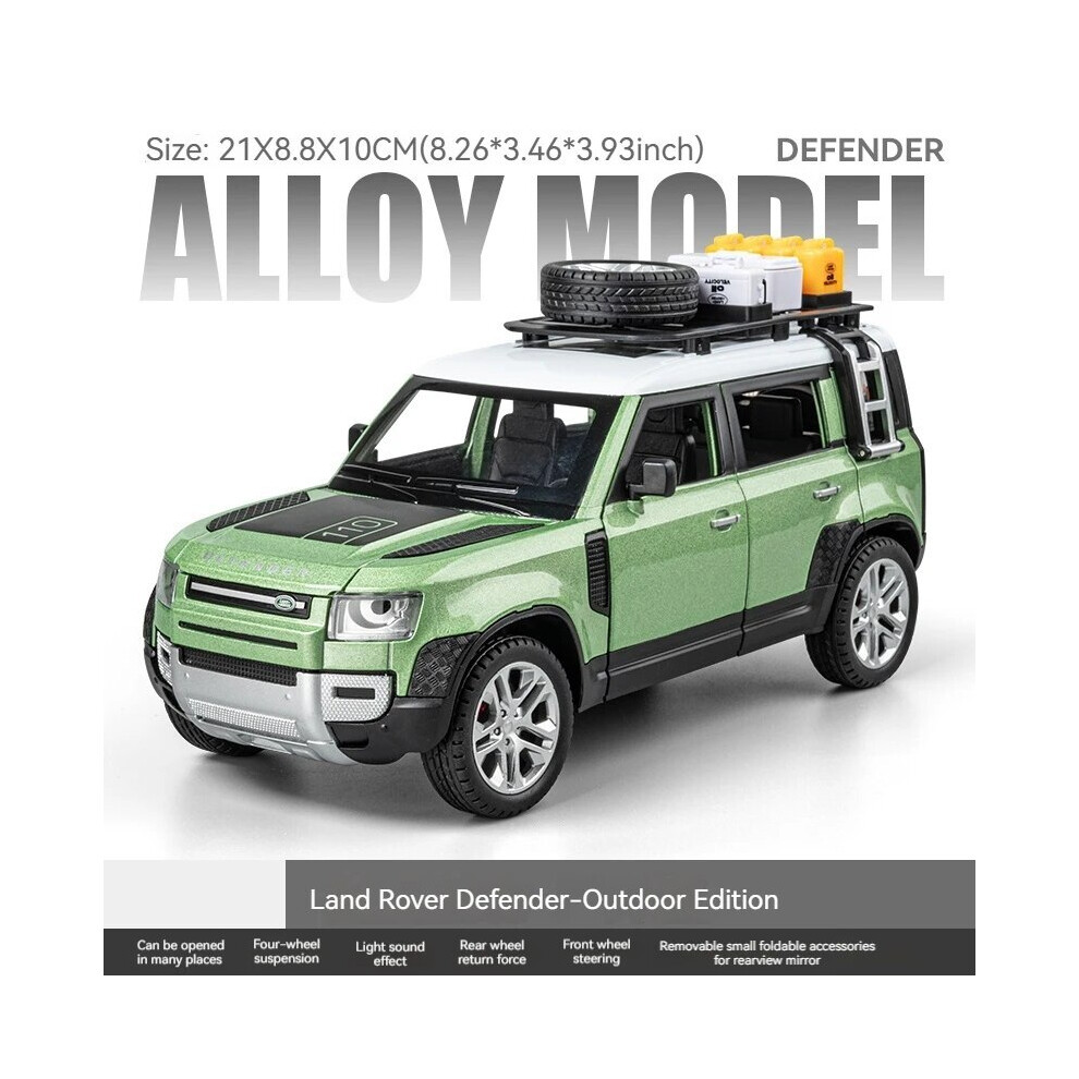 (GREEN)Land Rover Defender 1:24 Scale Diecast Model Car: Detailed Replica with Opening-image-OPC-PH7WVG7-NEW