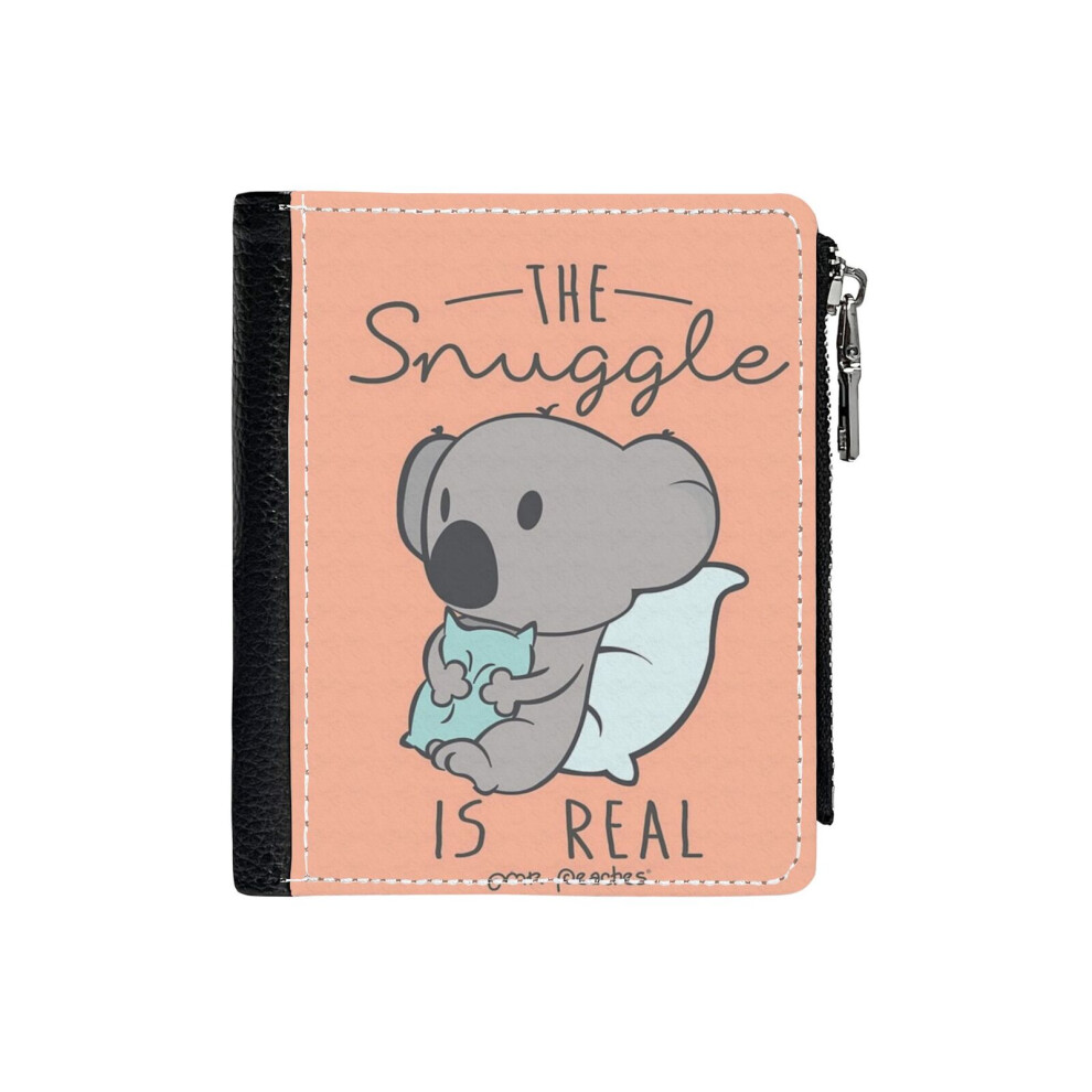 (Koala Snuggle_224) PU Wallet Compact Bifold with Zipper & Multiple Card Coins Slots Black Stylish Durable Graphic Design Print for Men Women Kids Chr-image-OPC-PH7WVK6-NEW