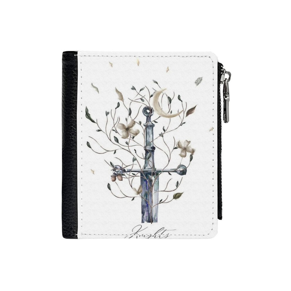 (Knights, The Writer's Sanctuary_237) PU Wallet Compact Bifold with Zipper & Multiple Card Coins Slots Black Stylish Durable Graphic Design Print for-image-OPC-PH7WVM7-NEW