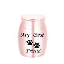 (Rose 30x40mm) (Rose 30x40mm) Urne funéraire pour animal de compagnie, empreinte de patte de chien,