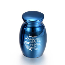 (Urne bleue C) (Urne bleue C) Petites urnes funéraires pour cendres Mini urnes funéraires en alliage