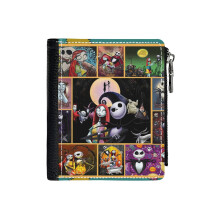 (Nightmare Before Christmas _223) PU Wallet Compact Bifold with Zipper & Multiple Card Coins Slots Black Stylish Durable Graphic Design Print for Men Women Kids Christmas Gift