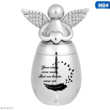 (HG56633H04)(HG56633H04) Petites urnes funéraires pour cendres humaines Ailes d'ange Coeur Mini acier