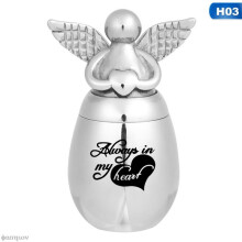 (HG56633H03)(HG56633H03) Pienet muistouurnat ihmistuhkalle Enkelin siivet Heart Mini ruostumatonta