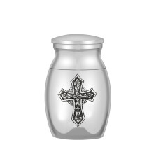 (Hopea 16x25mm)(Hopea 16x25mm) Grace alumiiniseoksesta ristiin tehty pieni polttohautausuurna lemmikkieläintuhkalle